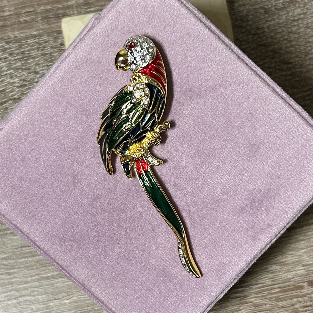Vintage Gold and Multicolored Parrot Brooch